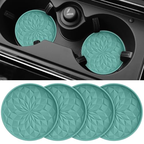 ME.FAN Car Coasters for Cup Holders [4 Pack] - 2.75in Silicone Auto Mug Mats - Universal Non-Slip Recessed Car Interior Accessories Teal Blue - color: 4pack-teal Blue