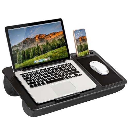 LAPGEAR Home Office Lap Desk with Device Ledge, Mouse Pad, and Phone Holder - Black Carbon - Fits up to 15.6 Inch Laptops - Style No. 91588 - color: Black Carbon, size: Home Office W/Device Ledge