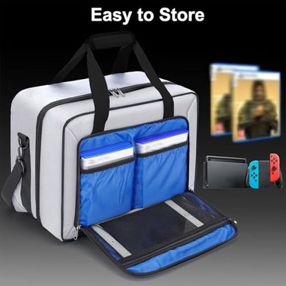 GDNasist Carrying Case Fit for PS5, Travel Thickened Protective Bag Compatible with Playstation 5 Console, Headset, PS5 Controller, Game Discs, and Gaming Accessories, Grey - color: Grey