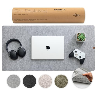 Nordik Large Felt Desk Mat - Marle - 35 x 17 inch - Full Desk Keyboard Mat - Keyboard and Mouse Pad - Large Desktop Felt Pad - color: Marle