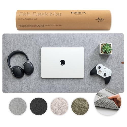 Nordik Large Felt Desk Mat - Marle - 35 x 17 inch - Full Desk Keyboard Mat - Keyboard and Mouse Pad - Large Desktop Felt Pad - color: Marle