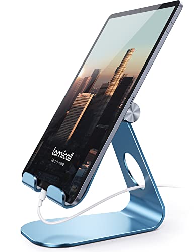 Lamicall Tablet Stand, Adjustable Tablet Holder - Desktop Stand Dock Holder Gifts Compatible with 4-13" Tablets Such as iPad Pro 11, 9.7, 10.5, 12.9 Air Mini, Kindle, Tab, iPhone Air 17 Pro Max, Blue - color: Blue