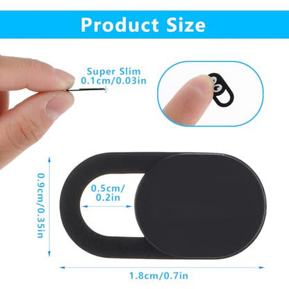 Thin Webcam Cover Slide, 8PCS Phone Camera Cover Laptop Camera Blocker Slider Strong Adhesive Protect Privacy Security Compatible with Tablet Desktop PC Smartphones(Black) - color: Black