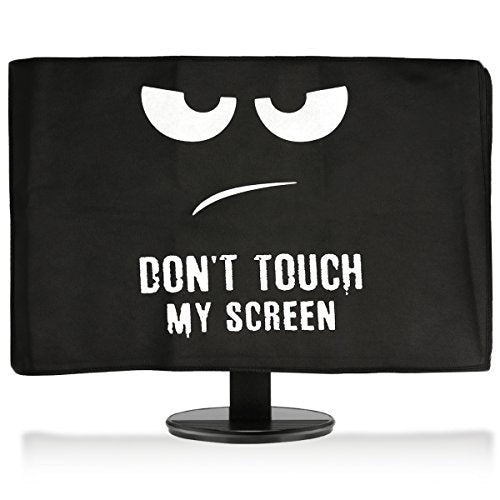 kwmobile Computer Monitor Cover Compatible with 24-26" monitor - Don't Touch My Screen White/Black