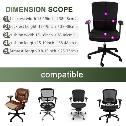 Tallew 4 Pcs Office Chair Covers Set Computer Universal Protective Stretchable Chair Seat Covers Desk Armrest Slipcovers Pads Office Cushion Backrest for Rotating(Quilted Black) - color: Quilted Black