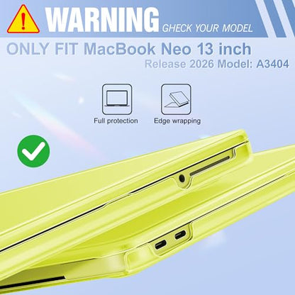 May Chen for MacBook Neo 13 inch Liquid Retina Display ((2026 Release A3404), Slim & Lightweight Protective Case with Screen Protector&Keyboard Cover&Dust Plug, Crystal Citrus - color: Crystal Citrus