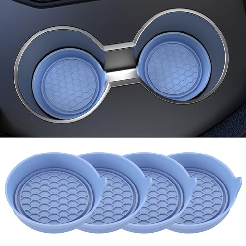 Amooca Car Cup Coaster Universal Automotive Waterproof Non-Slip Cup Holders Sift-Proof Spill Holder Car Interior Accessories 4 Pack Gray Blue - color: Gray Blue Solid, size: 4 Pack