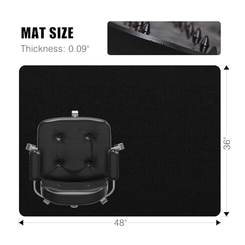 Chair Mat for Carpet, 36" x 48" Office Chair Mat for Carpeted Floors, Non-Slip Carpet Protector Floor Mat with Grips, Plastic Heavy-Duty Rolling Desk Mat for Home Office and Gaming (Black) - color: Black (for Carpet), size: 36" x 48" (for carpet)