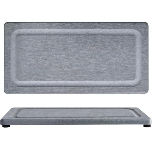 2 PCS Water Absorbing Stone Trays for Bathroom Sink & Kitchen Counter, Fast-Drying Diatomite Sink Coasters, Vanity Tray, Hand Soap Holder with Anti-Skid Pads (9.5" x 4.7" Gray) - color: 9.45" X 4.72" Grey