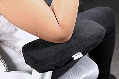 Aloudy Ergonomic Memory Foam Office Chair Armrest Pads, Comfy Gaming Chair Arm Rest Covers for Elbows and Forearms Pressure Relief(Set of 2), Stretch Fit, Black - color: Medium, Black