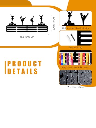 Resama Medal Hanger Holder Display Wall Rack Frame Shelf-Medal Hanger Awards Ribbon Soccer,Gymnastics,Holder Display Rack for 60 Medals - color: Gymnastic