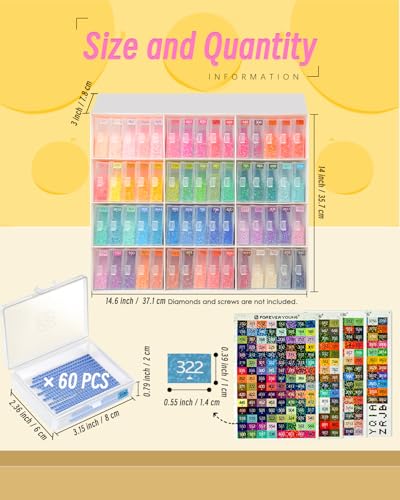 60pcs Diamond Art Storage Containers Trays ＆ Stand, Diamond Painting Accessories Diamond Painting Trays with Lids, 2-in-1 Diamond Art Tray and Beads Storage, Beads Gem Art Tools Storage Rack - size: 60pcs+Rack