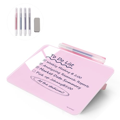 Small Desktop Glass Dry-Erase Whiteboard - 8 X 6 Inches Tabletop Easel Whiteboard with Stand, Desk Board Buddy for Artist, Teacher and Student - color: 8 X 6 Inches - Pink