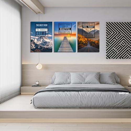 ZHIYANGY Inspirational Posters, Motivational Wall Art, Motivational Quotes Nature Painting, Inspirational landscape Canvas Wall Art for Classroom Office Home Wall Decor Scenery - color: 3P-CLMB, size: 12 x 16 inch x 3pcs