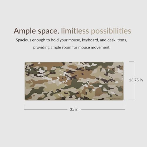 Das Keyboard Large Gaming Mouse Pad Desk Mat with Stitched Edge - Non Slip Base - Waterproof - Premium Cloth Mousepad for Home Work Gaming - Jungle Basecamp Camo - color: Jungle Basecamp Camo