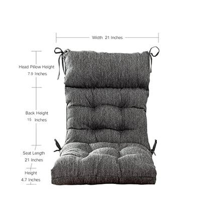 QILLOWAY Outdoor Rocking Chair Cushions Set of 2, 100% Polyester Waterproof Patio Rocking Chair Cushion, High Back Weatherproof Chair Pad for Adirondack & Outdoor Furniture, Charcoal Grey, Black - color: Charcoal Grey/Black