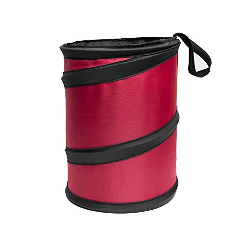 FH Group Automotive Waterproof Portable Collapsible Small Trash Can Garbage Container fits Most Cars,Waterproof,Polyethylene, SUVs, and Trucks Red - color: Red, style: Small