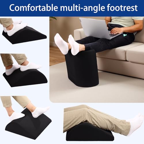Foot Rest for Under Desk at Work, Ergonomic Under Desk Footrest with Washable Cover for Office, Home & Gaming Leg Elevation Pillow Black - color: Black