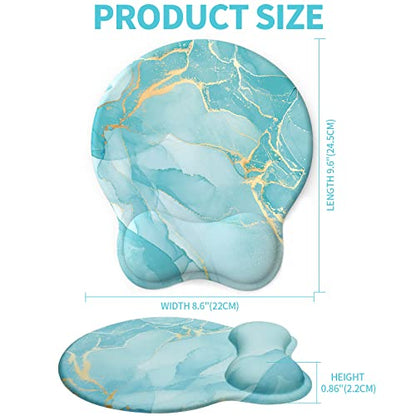 eulps Mouse Pad with Wrist Rest, Comfortable Computer Mousepad with Gel Wrist Support Smooth Surface and Non-Slip PU Base for Pain Relief, Laptop, Office & Home (Blue Marble) - color: Blue Marble