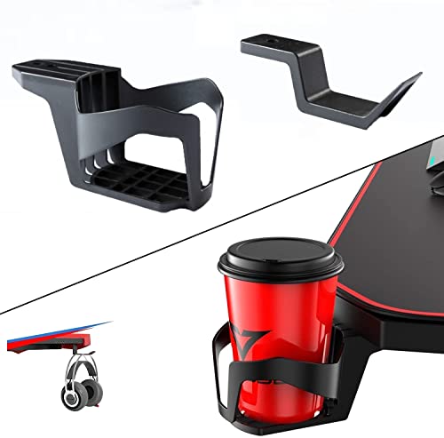 Gaming Drink Cup and Headphone Holder,Anti-Spilling Cup-Holster and Microphone Hook for Table Desk Side Bottle