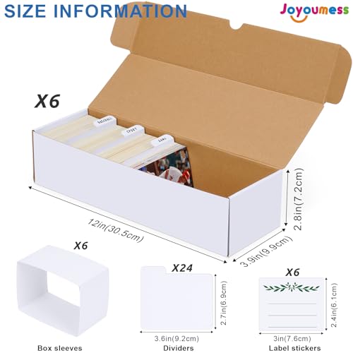 Trading Card Storage Box with Dividers, Cardboard Cards Organizer Box for Baseball, Sports, Game, Playing Card Collection, pack of 6, White&Brown