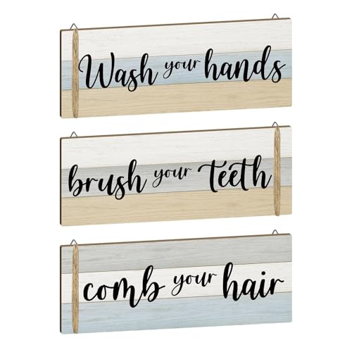 Putuo Decor Bathroom Wall Decor Set of 3, Relax Soak Breathe Unwind Wood Sign Panels, Spa Style Bathroom Hanging Art for Tub Area, Vanity, Powder Room, Yoga Studio, Meditation Corner, Apartment