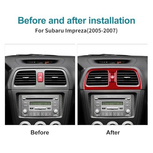 AIRSPEED for Subaru Impreza 2005 2006 2007 Center Air Vent Outlet Frame Cover Carbon Fiber Center Console Interior Trim Accessories, Red - color: Center Air Vent Red