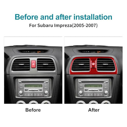 AIRSPEED for Subaru Impreza 2005 2006 2007 Center Air Vent Outlet Frame Cover Carbon Fiber Center Console Interior Trim Accessories, Red - color: Center Air Vent Red