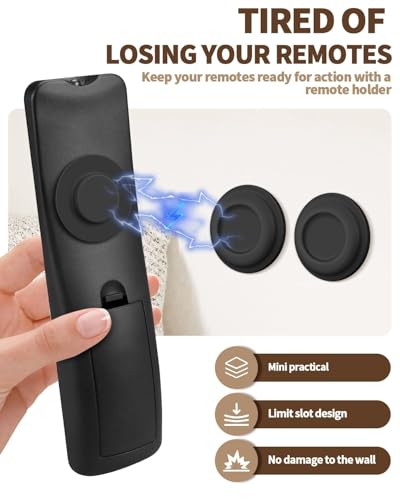 6 Pack Magnetic Remote Control Holder – Upgraded Silicone Magnetic Wall Mount for TV, Fan & Air Conditioner Remotes – Self-Adhesive, No-Drill Remote Control Holder Wall Mount - color: Circle White+Black+Grey