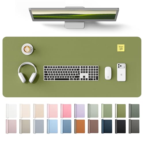 YSAGi Leather Desk Protector, Office Mat, Large Mouse Mat, Non-Slip PU Leather Blotter, Laptop Desk Mat, Waterproof Writing Pad for Office and Home(Green, 42" x 17.2") - color: Green, size: 42" x 17.2"