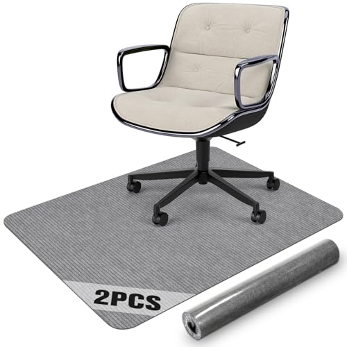 Placoot 2 Pack Desk Chair Mat for Hardwood Floor, Computer Chair Floor Mat, 55"x35" Office Chair Mat, Large Rubber Anti-Slip Floor Protector for Home Office Light Grey (Folding Packaging) - color: 2 Pcs-lightgrey, size: 55" x 35"