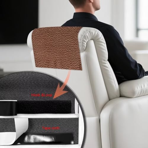 Brown Patterns Recliner Chair Covers for Headrest, Non Slip Head Rest Protector with Hook and Loop, Wear Resistant Sofa Head Protector, Well Fit Couch Slipcover, 2 Pack - color: Brown Patterns