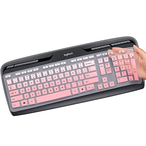 Keyboard Cover for Logitech MK320 YR002/Y-R0009 & K330 MK335 Wireless Ultra Thin Silicone Keyboard Protector Skin MK320 K330 MK335 Accessories-Ombrepink - color: Ombrepink