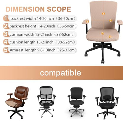 Tallew 4 Pcs Office Chair Covers Set Computer Universal Protective Stretchable Chair Seat Covers Desk Armrest Slipcovers Pads Office Cushion Backrest for Rotating(Camel) - color: Camel