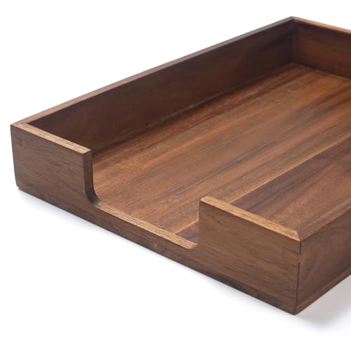 Wood Letter Tray, Acacia Wood Desk Tray, Wooden Desk Organizer, A4 Paper, Document, File, Mail, Magazine Storage Basket for Office, Classroom, Home Desktop