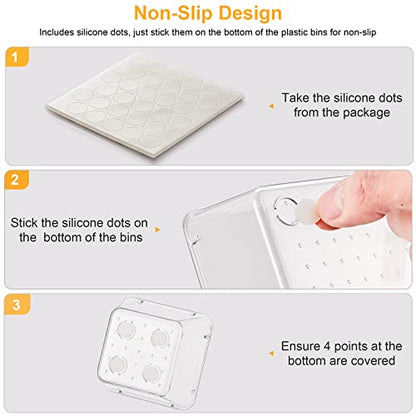SMARTAKE 28 Piece Drawer Organizers with Non-Slip Silicone Pads, 4-Size Desk Drawer Organizer Trays Storage Tray for Makeup, Jewelries, Utensils in Bedroom Dresser, Office and Kitchen, Clear - size: 28 PCS