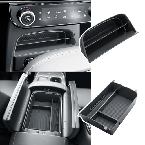 BIBIBO 2Packs for 2026 Hyundai Palisade Center Console Organizer 2026 Hyundai Palisade Calligraphy Insert Console Tray 2026 Palisade Organizer Shelf 2026 Palisade (ONLY FIT Palisade Calligraphy) - color: Black-(Single layer+Insert shelf)