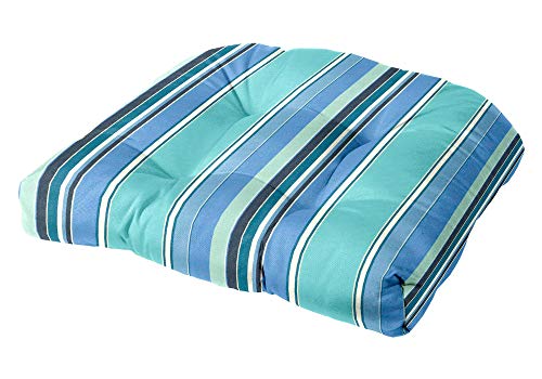 Cushion Source Tufted Chair Cushion | Rounded Back Corners | 21" x 19" x 4" Seat Cushion | No Ties | Indoor/Outdoor | Sunbrella Dolce Oasis (56001-0000) - color: Sunbrella Dolce Oasis