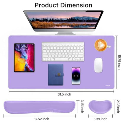 MOSISO Keyboard Mouse Pad Set, Gaming Mouse Pad&Keyboard Wrist Rest&Wrist Rest, Ergonomic Wristrests with Memory Foam Home Office Easy Typing Cushion Non-Slip Mousepad, Purple - color: Purple