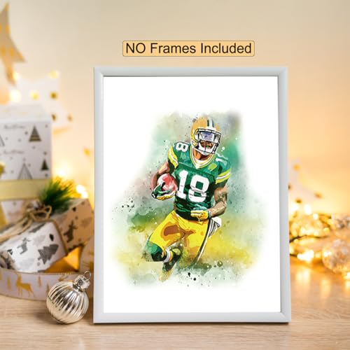 Football Motivational Posters - Inspirational Art Prints For Boys Bedroom, Teenage Room Decor - Set Of 6 8x10 In