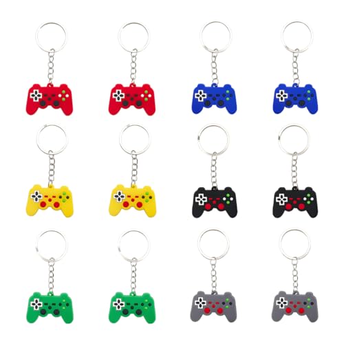 12PCS Video Game Controller Keychains, Mini Games Handle Keychain Pendant Favors, Games Controller Handle Key Ring Charm - color: 12pcs