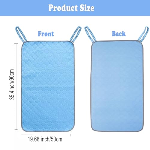Waterproof Chair Pads for Incontinence, Reusable Washable Wheelchair Pads for Seat with Handles, Highly Absorbent Wheelchair Cover for Adults and Elderly Blue 35.4" x 19.68" - color: Blue