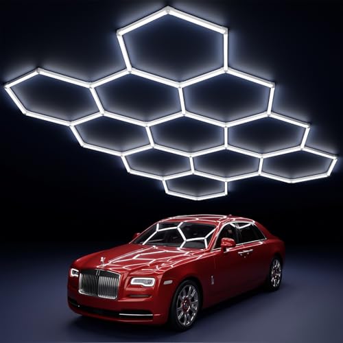 MODERN 11 Hexagon LED Garage Light, Ultra-Bright 6500K Natural White, 11 Grids for Garage, Mall, Shop, and Auto Detailing. - size: 11 HEX without Border