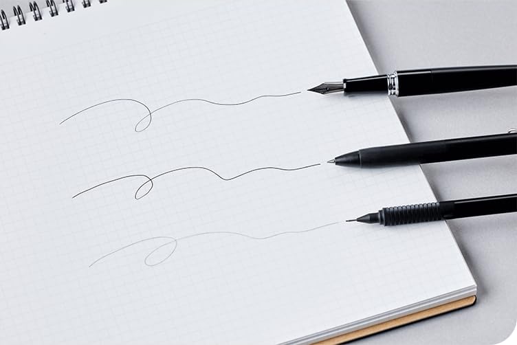 Maruman Mnemosyne Grid Notebook- Horizontal A5 Layout, 5.83" x 8.27", 70 Sheets / 140 Pages, 5mm Graph Paper Journal, Perforated Pages & Wire-Bound to Lay Flat, Black, Made in Japan - size: A5 (5.83" x 8.27")