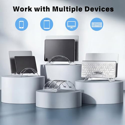 Vertical Dual Laptop Stand Acrylic Desktop Notebook Dock Invisible Vertical Laptop Holder for Desk Office Home Supplies Space Saving Organizer