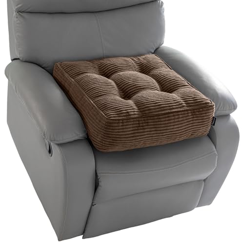 HIGOGOGO Tufted Corduroy Recliner Seat Cushion for Elderly, 20x20x6 Inch Extra Large Square Seat Cushion for Recliner Chair, Floor Pillow, Office Chair, Car, No Pressure on Thighs, Brown - color: Brown, size: 20x20x6