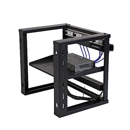 AEONS 9U Open Frame Wall Mount 19-Inch IT Network Server A/V Equipment Rack 16" Depth 12-24 Threaded 2-Post Mounting, Black - style: 9U-16"D