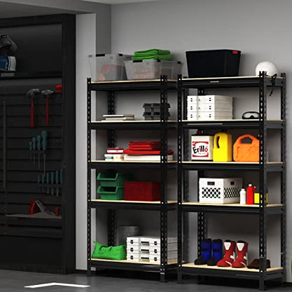 PrimeZone Storage Shelves 5 Tier Adjustable Garage Storage Shelving, Heavy Duty Metal Storage Utility Rack Organizer Shelf Unit for Warehouse Pantry Closet Kitchen Basement, 28" x 12" x 59", Black - size: 28"W x 12"D x 59"H