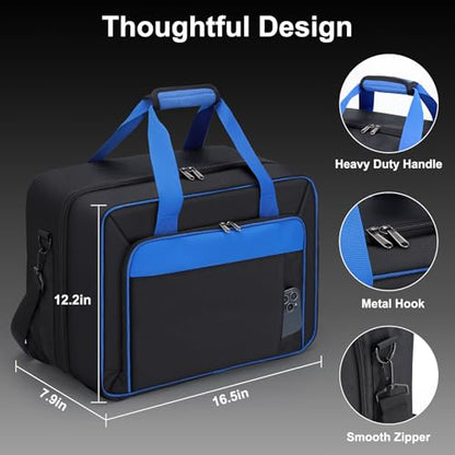 GDNasist Carrying Case Fit for PS5, Travel Thickened Protective Bag Compatible with Playstation 5 Console, Headset, PS5 Controller, Game Discs, and Gaming Accessories - color: Black