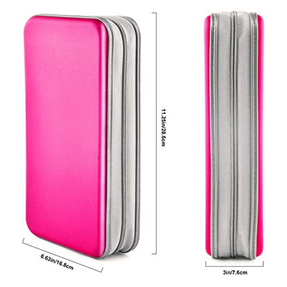 DVD Case, Bivisen CD Case Holder Wallet Binder 96 Capacity CD/DVD Cases Storage Holder Binder Organizer Wallet Book for Car Home Travel (Hot Pink) - color: Hot Pink